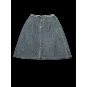 Vtg Liz Claiborne Women's 12 Skirt Blue Jeans Denim Maxi Cotton Slit Vintage
